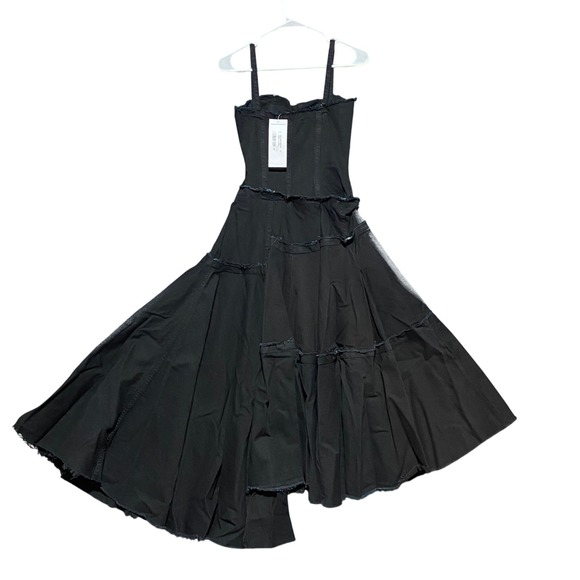 Marni Asymmetric‎ Tiered Wrap Denim Midi Dress with Paint Detail Size IT 38 US 2 - Picture 3 of 16